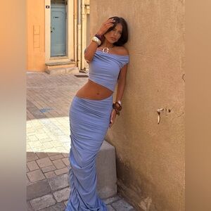 Chic Off-Shoulder Blue dress